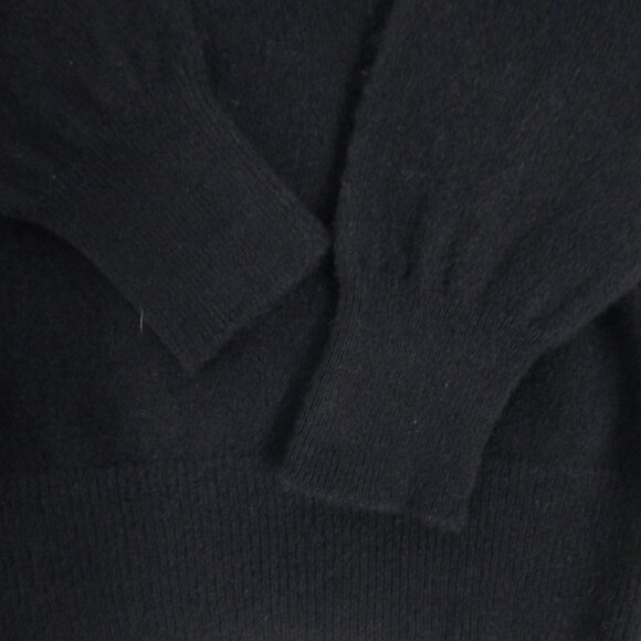 Black CASHMERE Turtleneck Sweater Pullover Rose Applique - Picture 7 of 11